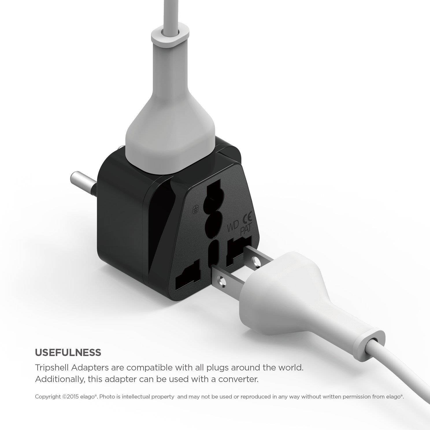 elago Tripshell Grounded Universal Dual Plug Travel Adapter - CE Certified, RoHS Compliant - 2Pcs (EUROPE-C)