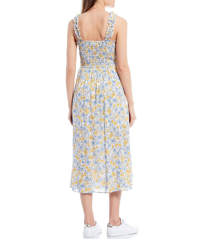 Love & Piece Smocked Bodice Ditsy Midi Dress