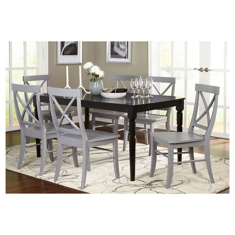 7pc Albury Cross Back Dining Set Dark Gray - Buylateral