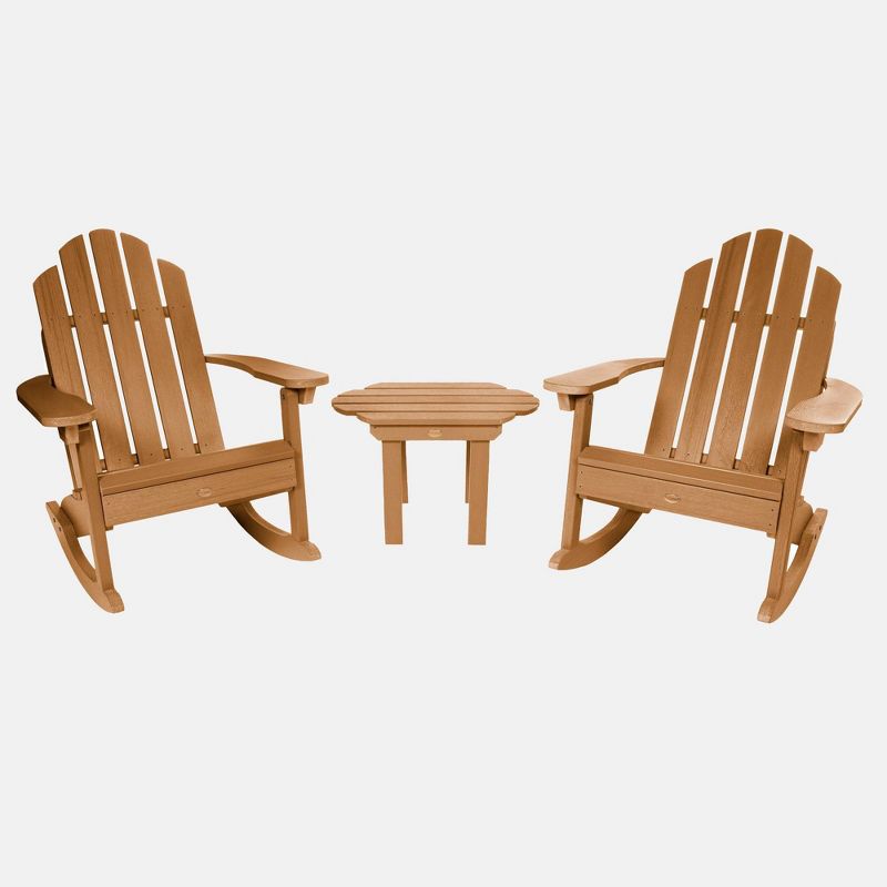 3pc Classic Westport Adirondack Rocking Chair Patio Set Toffee - highwood