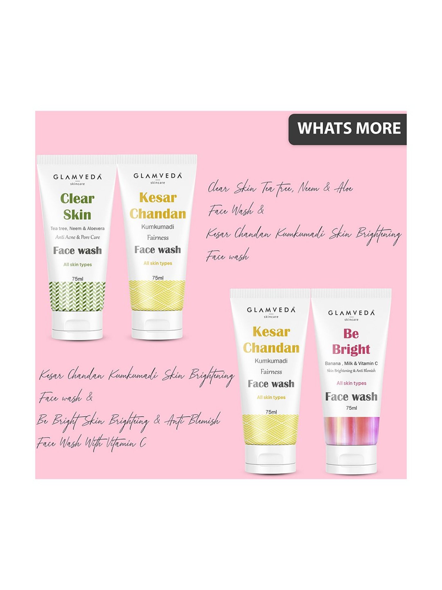 Glamveda Be Bright Skin Brightening and Clear Skin Anti Acne Face Wash Combo (Pack of 2)