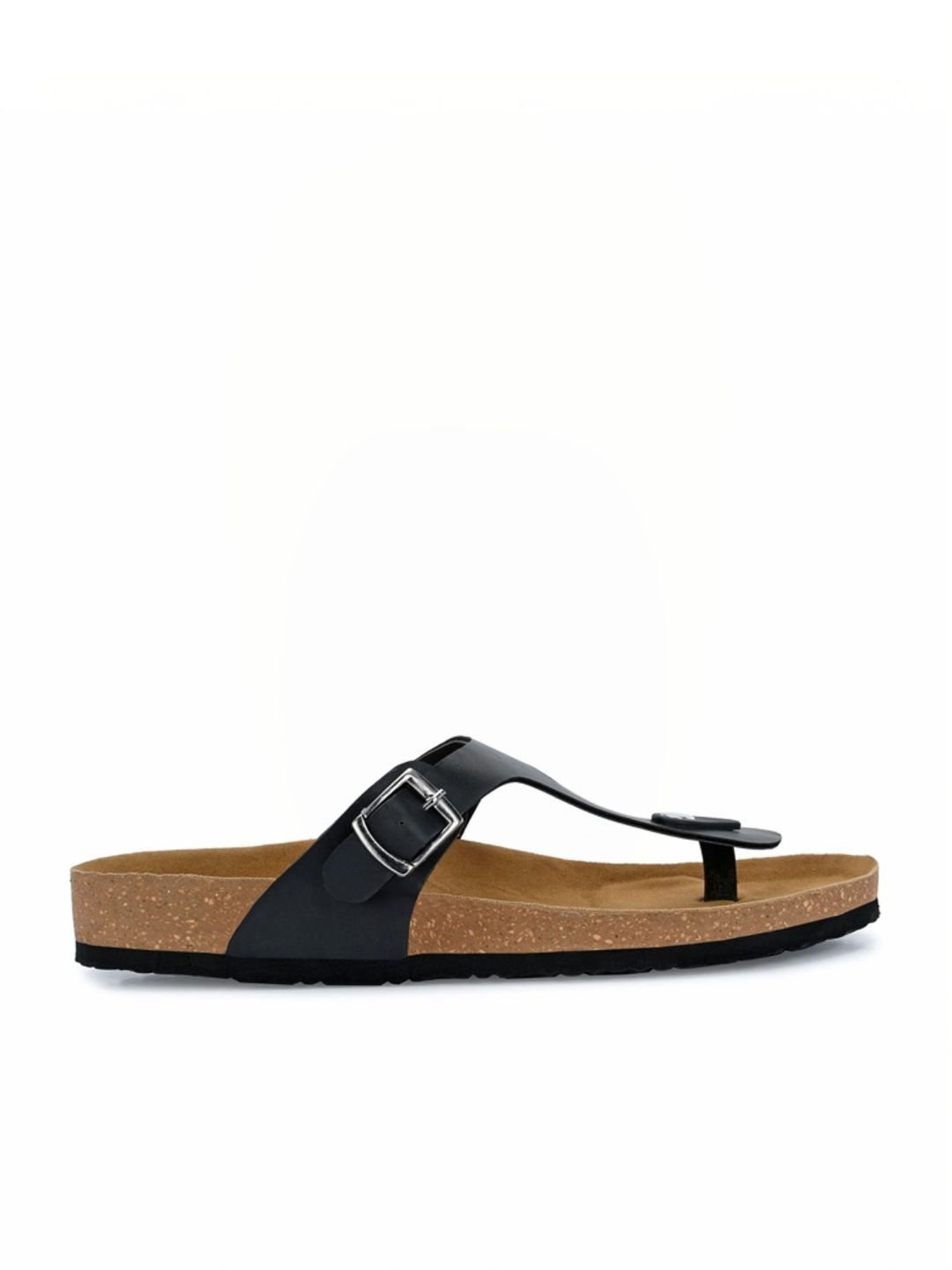 Hoversole Men's Black Cork T-Strap Sandals