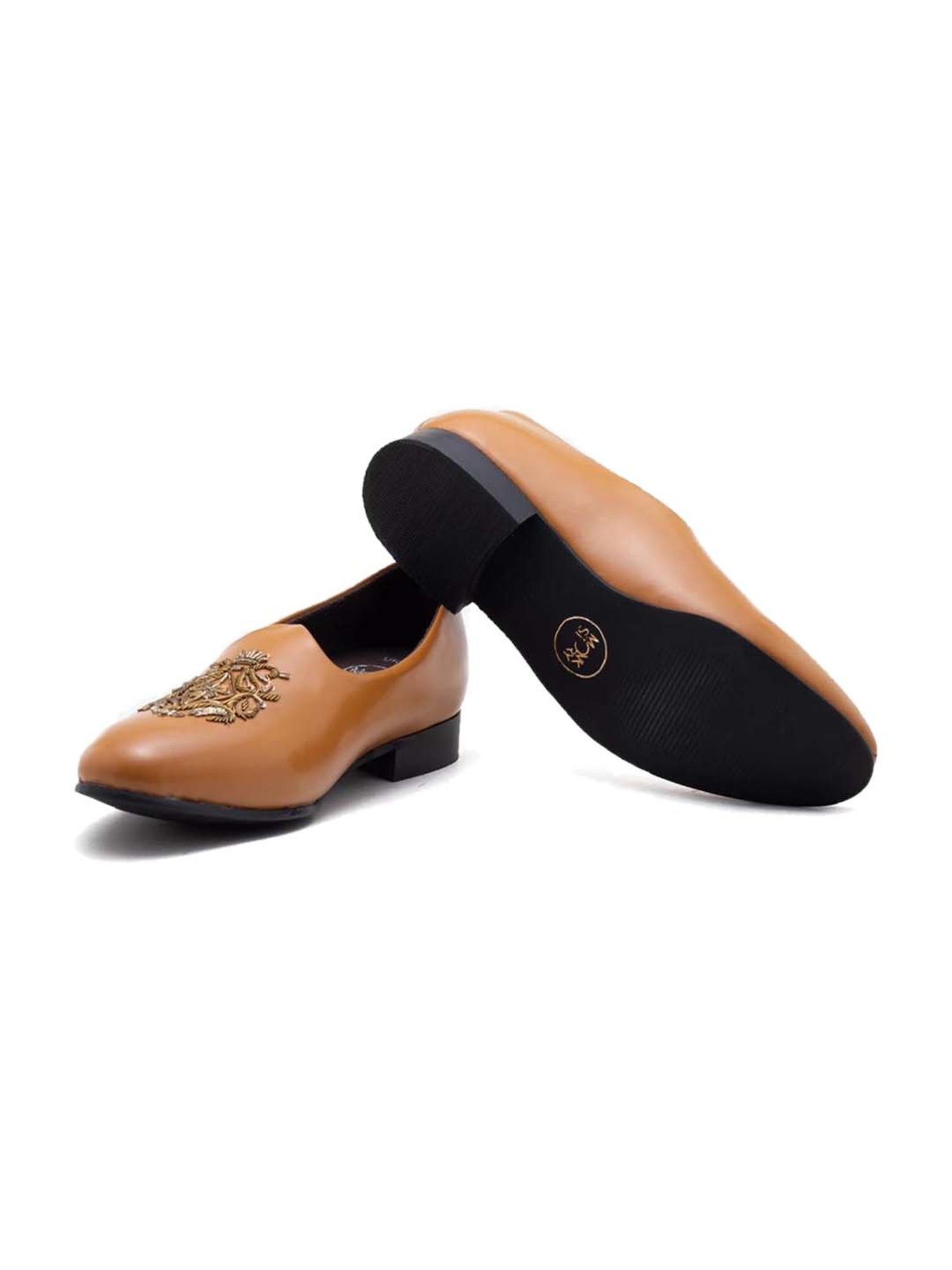 Monkstory Men's Magenta Tan Ethnic Mojris