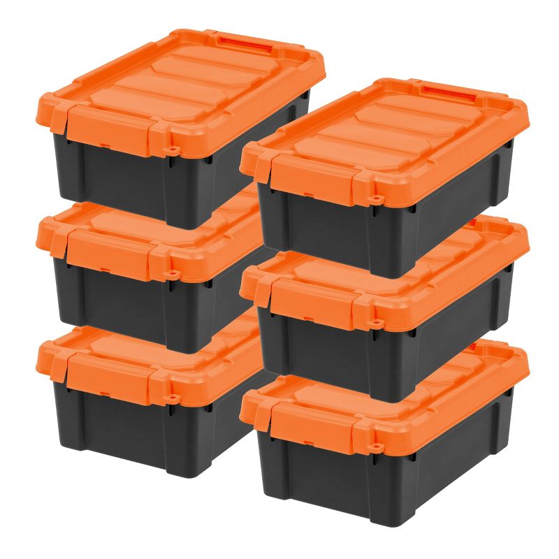 IRIS 6pk 12qt Tote Black with Orange Lid
