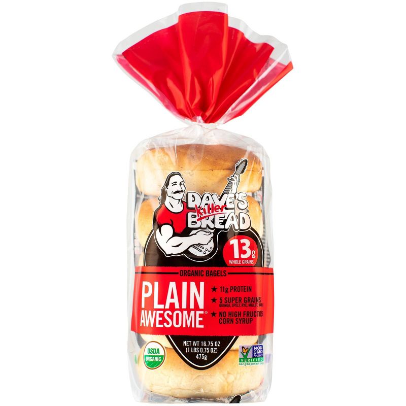 Dave's Killer Bread Plain Awesome Organic Bagels - 16.75oz