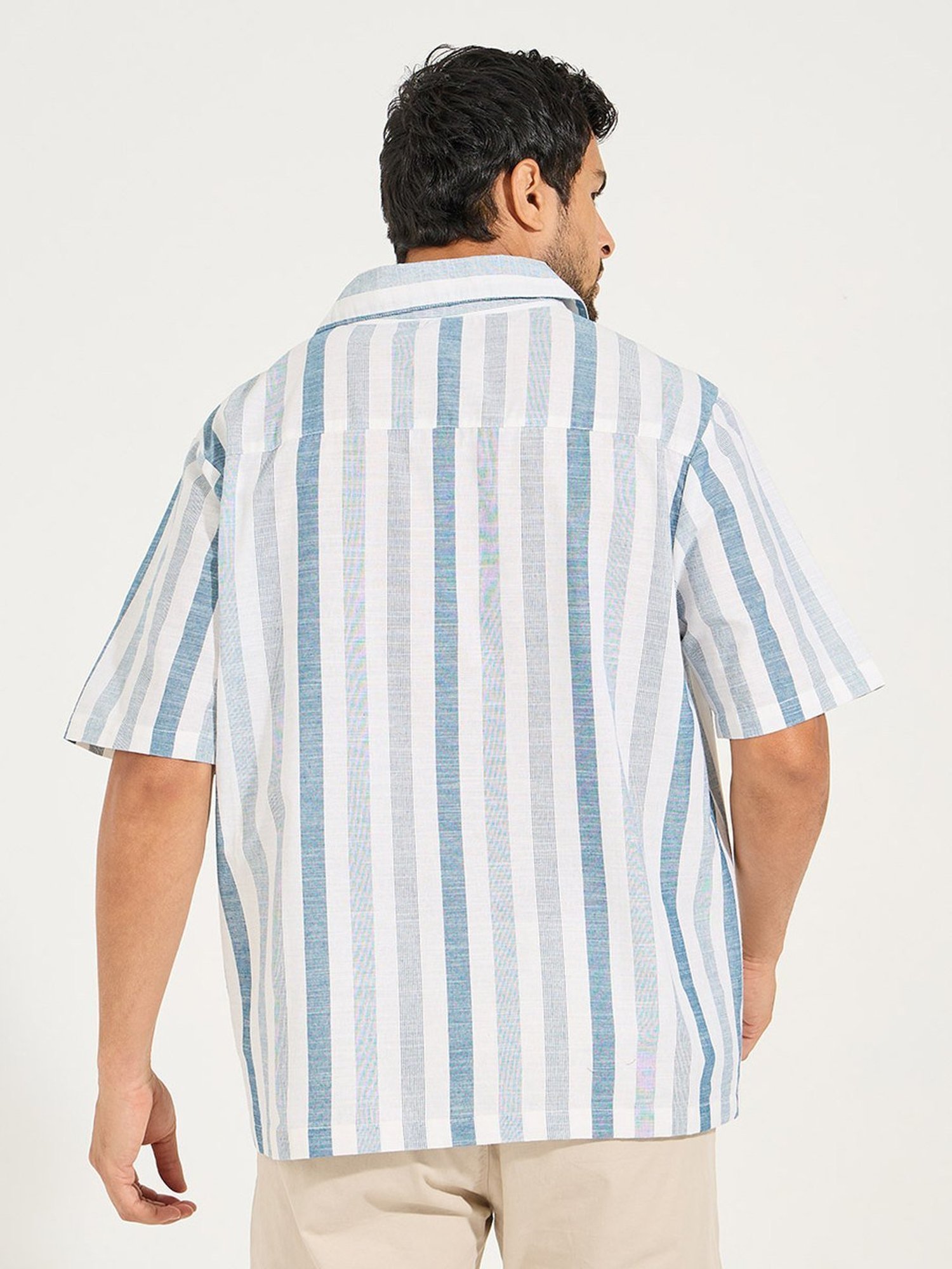 Kuons Avenue Cobalt Blue Slim Fit Denim Shirt