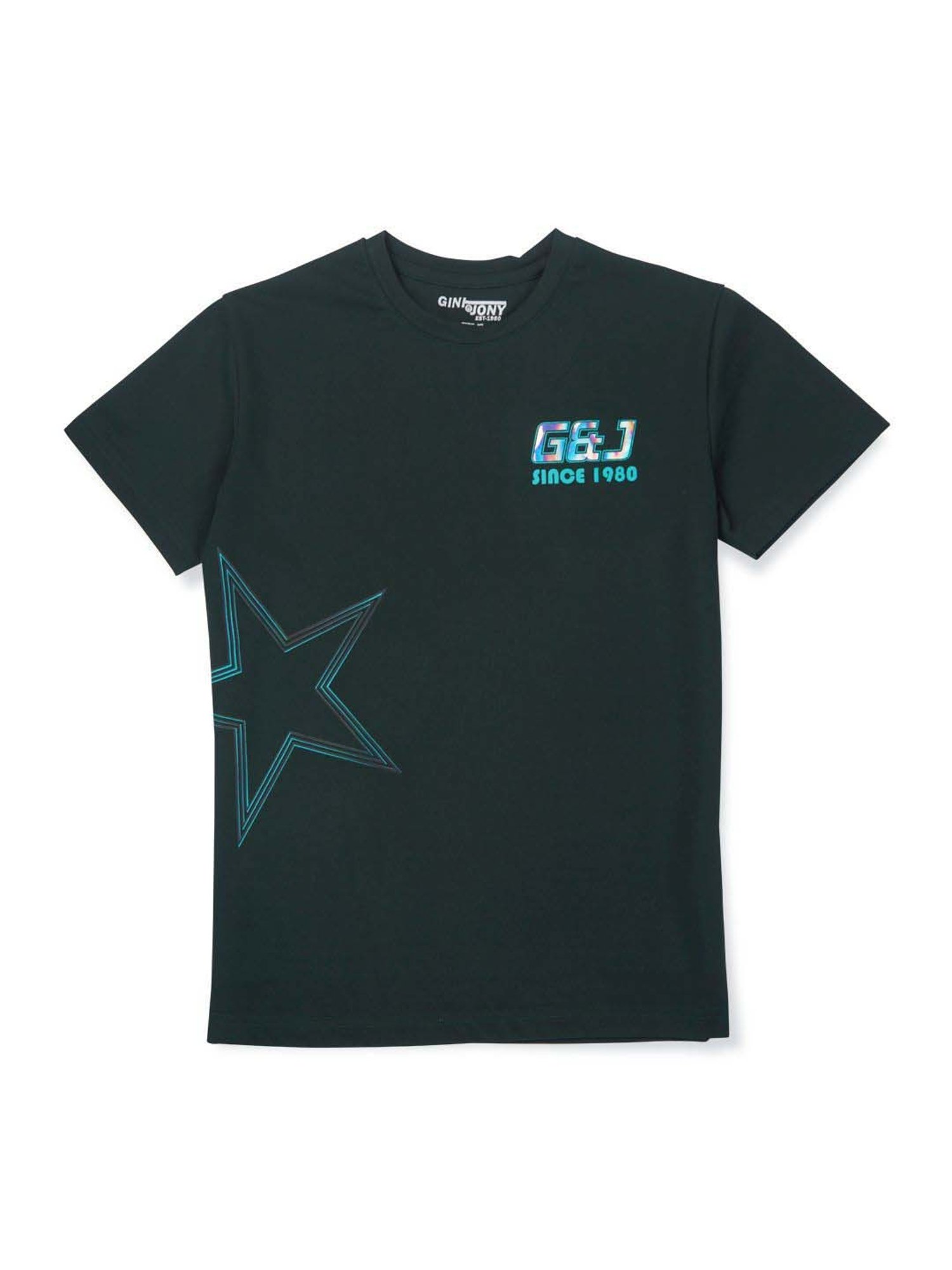 Gini & Jony Kids Green Cotton Printed T-Shirt