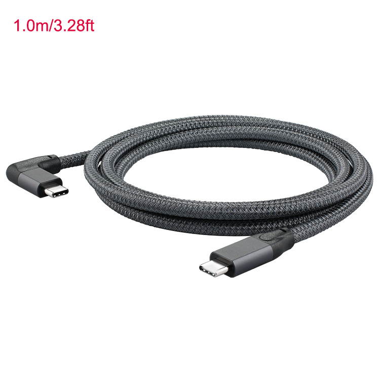 0.5m/1.64ft 1.0m/3.28ft 1.5m/4.92ft USB 3.2 Type C to Type C 90 Degree Cable USB C to USB-C Gen2 Nylon Wire 100W PD Fast Charging Data Cable 4K HD For Macbook Pro Air Samsung S20 Phone Charger Cord