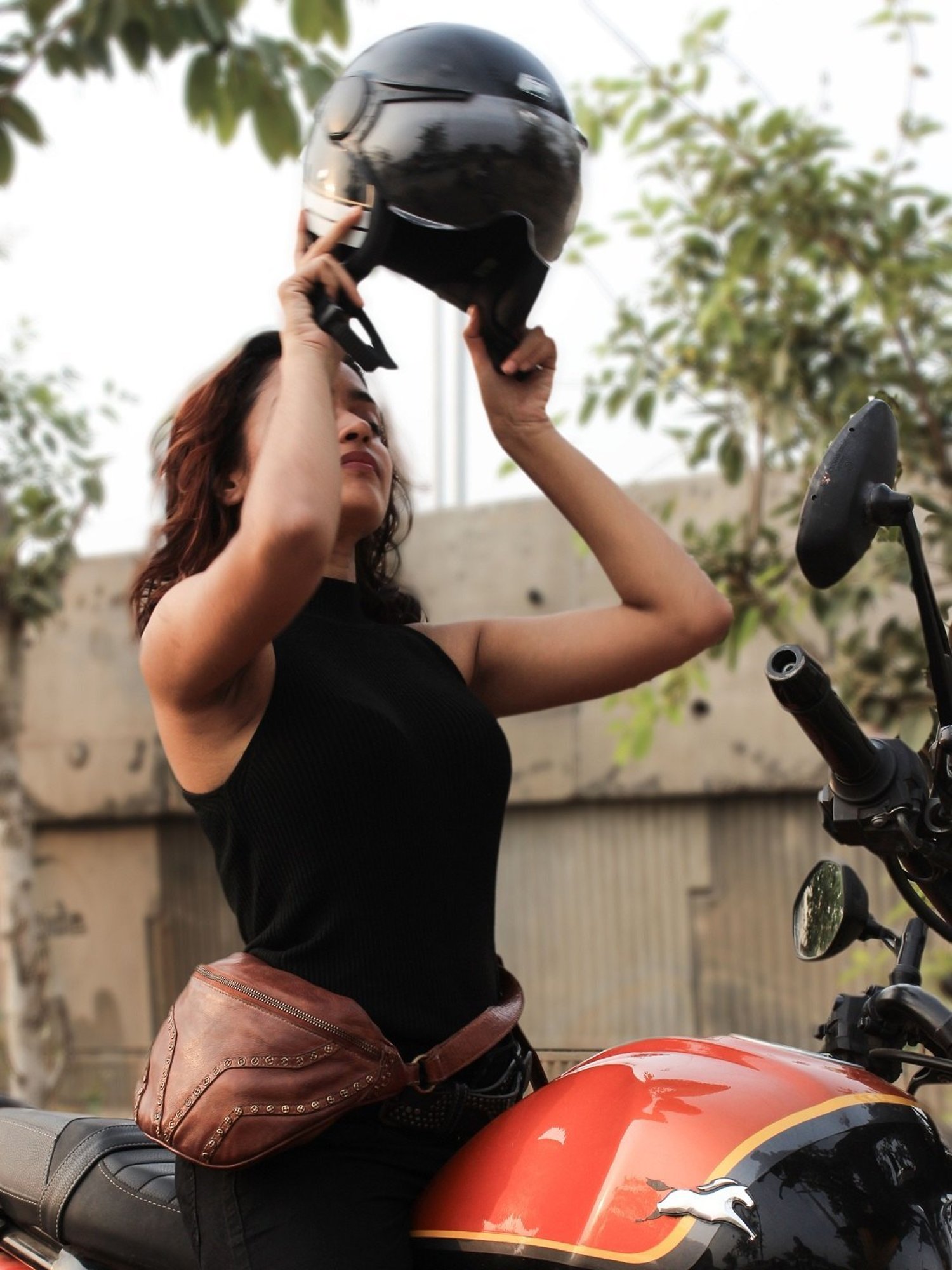 Art N Vintage Biker Cognac Leather Textured  Waist Pouch