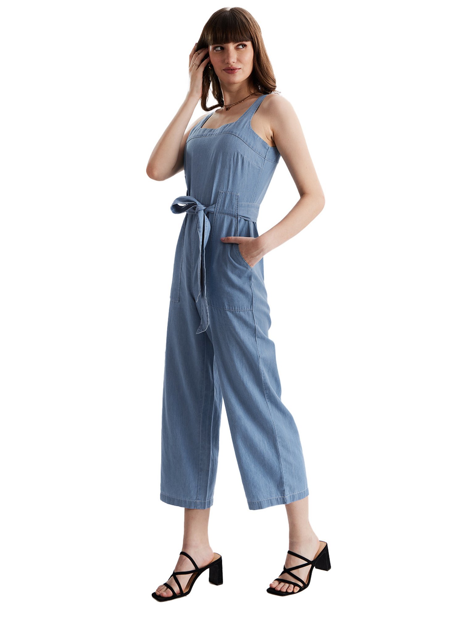 The Souled Store Light Blue Regular Fit Jumpsuit