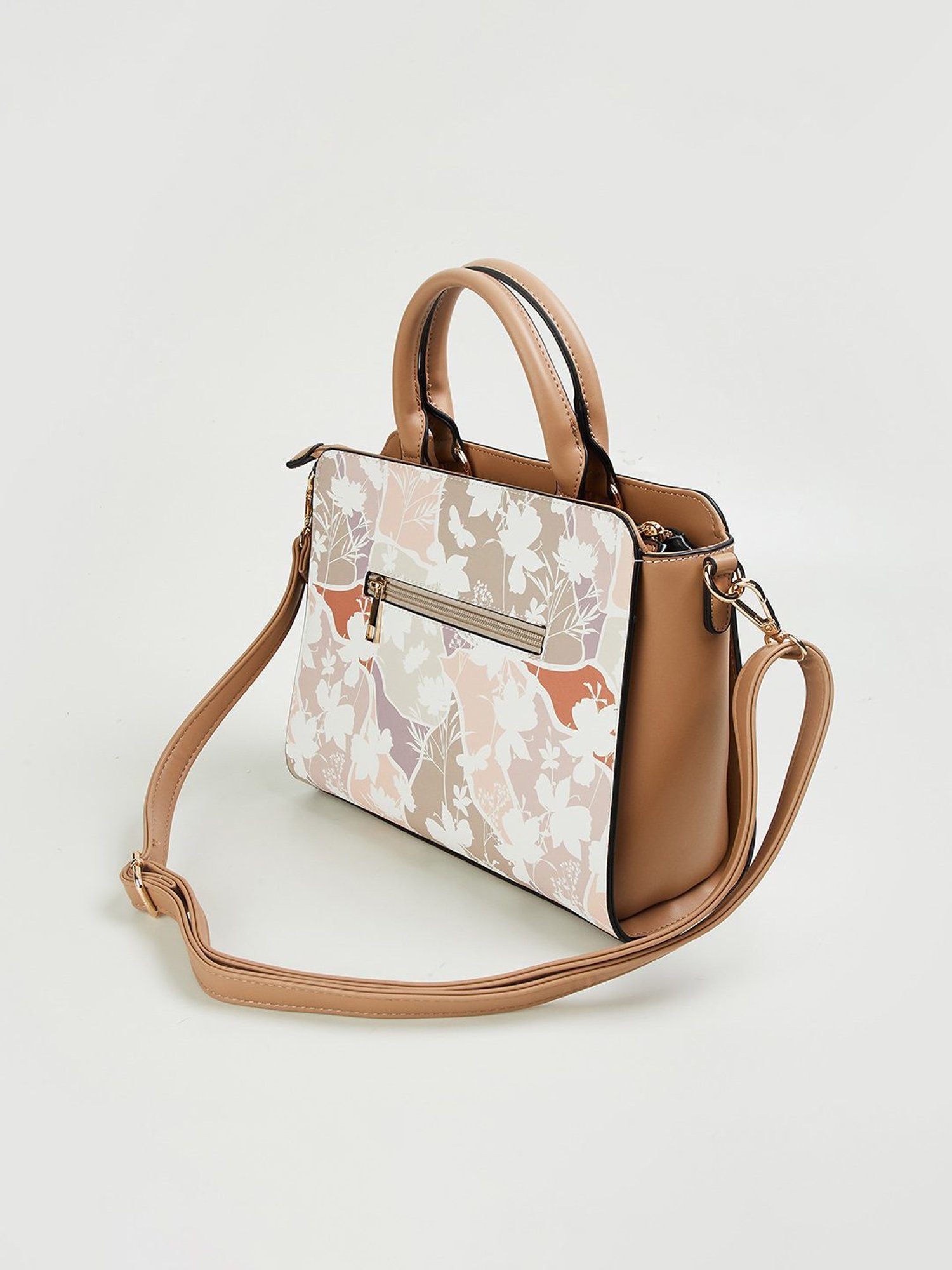 Code by Lifestyle Taupe Printed Satchel Handbag