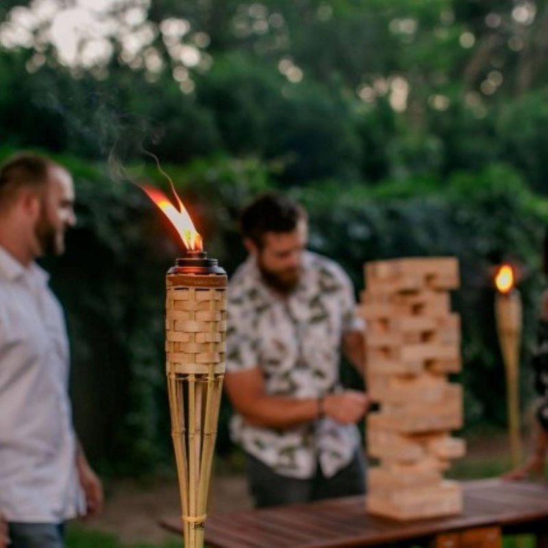 4pk BARBADOS Easy Pour 57" Bamboo Classic Patio Torch Mixed Material Brown - TIKI