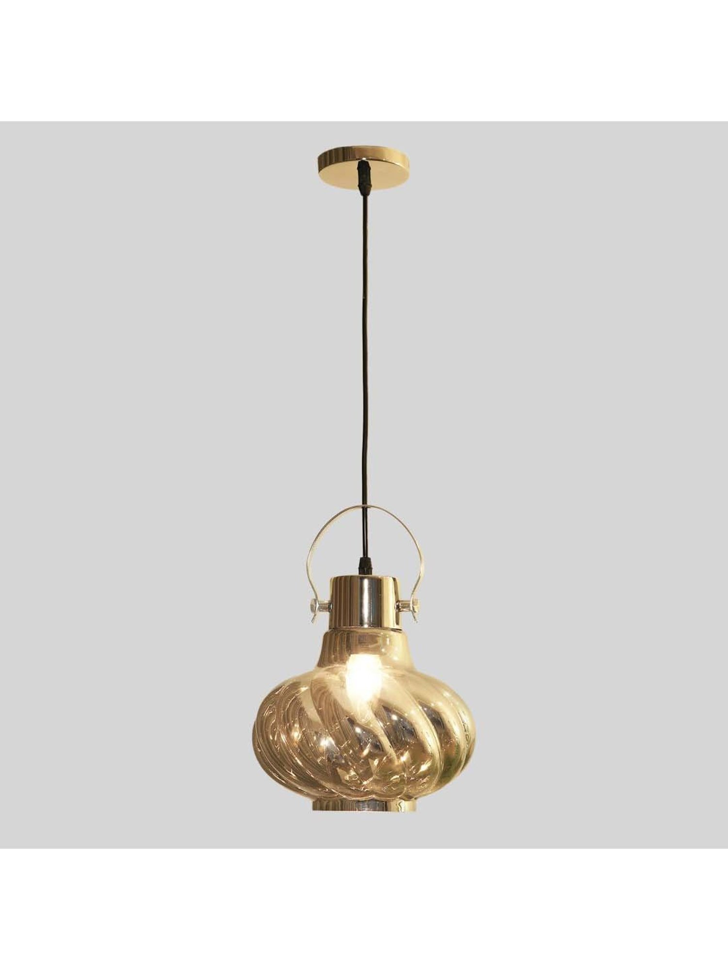Kapoor E Illuminations Agatha Smoke & Nickel Glass Single Light Hanging Lamp