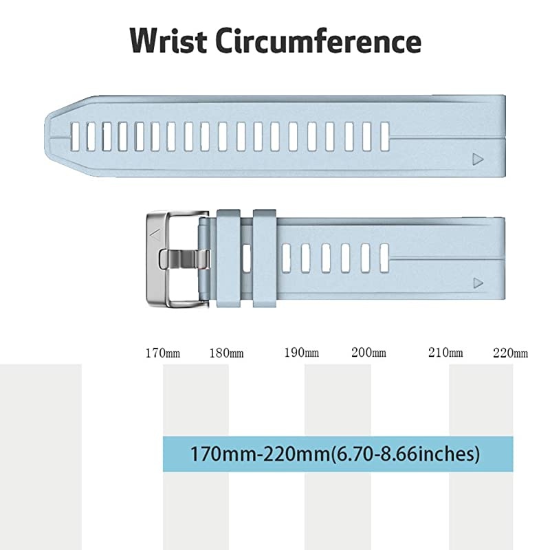 Compatible with Fenix 5S Plus Band Silicone Sport Watch Bands for Fenix 5S/Fenix 5S Plus/Fenix 6S/Fenix 6S Pro/D2 Delta S Smartwatch-Silver Buckle(Sea Blue)