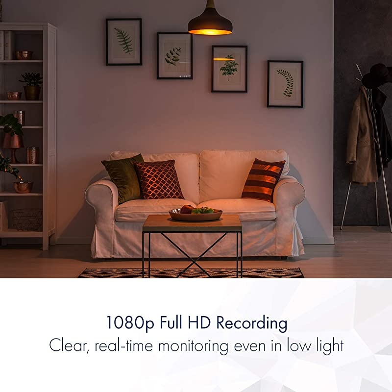 KXHN1003W Homehawk Indoor Smart Home Security Camera 1080P HD Privacy Shutter No Monthly Fee with Secure Local Storage and 16GB Micro SD Included Wide Angle Night Vision White