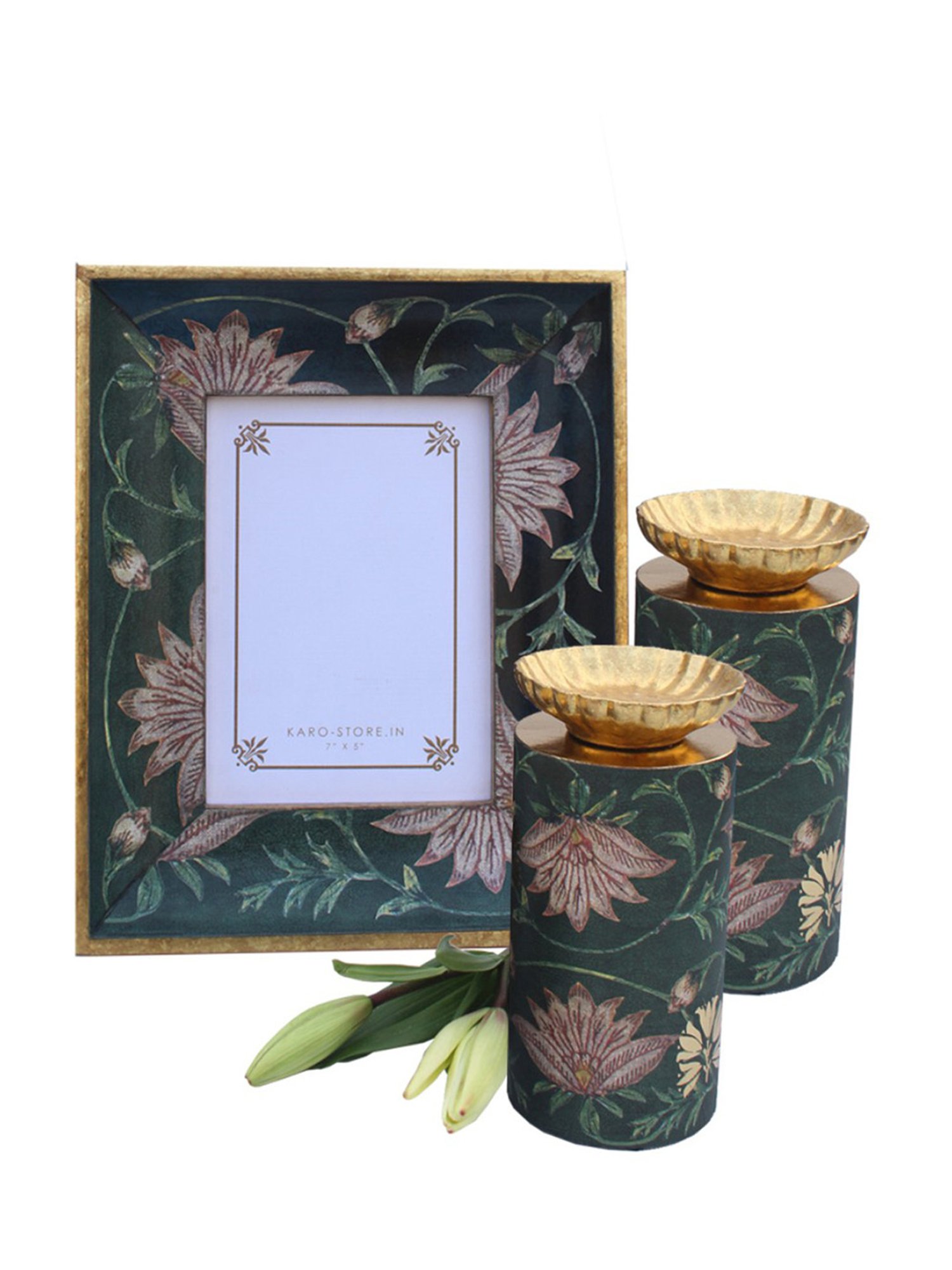 Karo Aafiya Printed Dark Green Wood Photo Frame