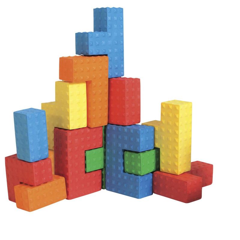 Edushape Sensory Puzzle Blocks, Assorted Colors and Shapes, set of 18