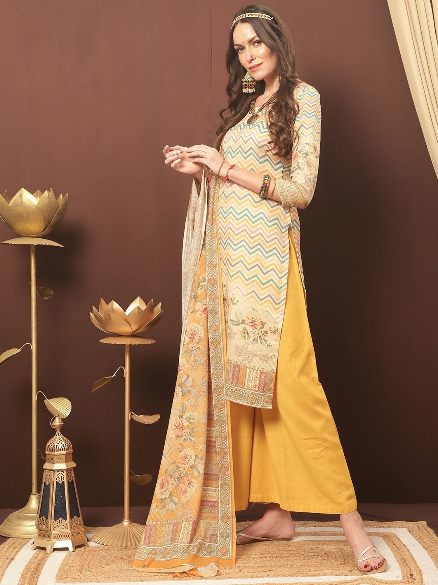 Stylee LIFESTYLE Blue Printed Unstitched Dress Material