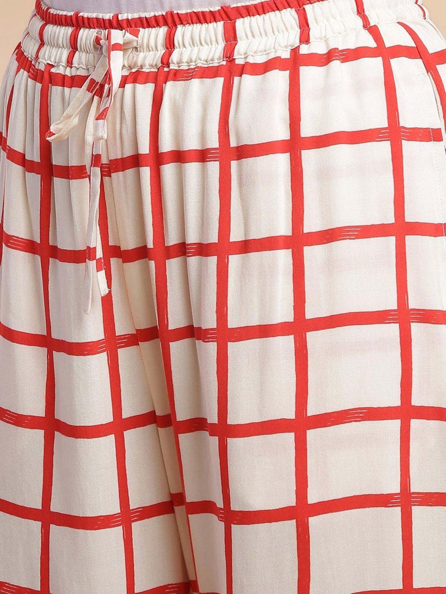 Biba Red & Cream Printed Kurta & Palazzo Set