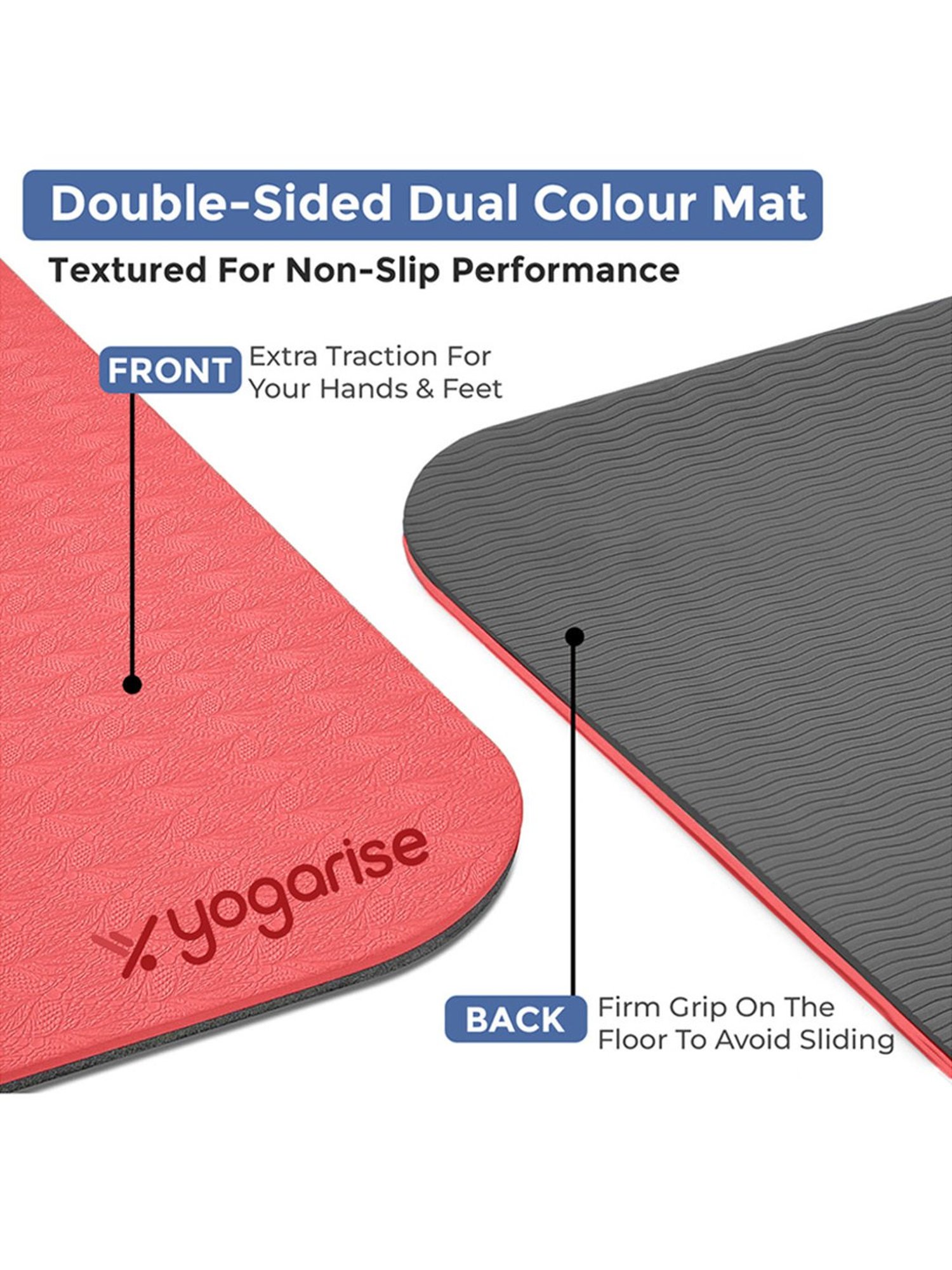 Yogarise Yoga Mat with Carry Bag & Strap (Red) Size - 6mm