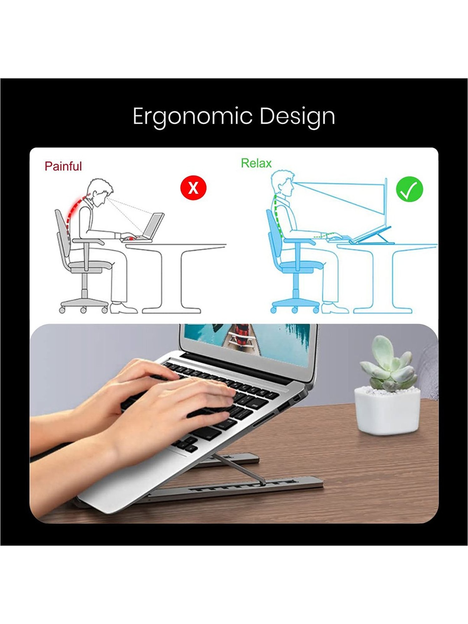 Portronics My Buddy K2 POR-1388 Portable Laptop Stand (Grey)