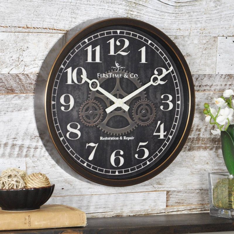 12" Industrial Gears Wall Clock Brown - FirsTime & Co.