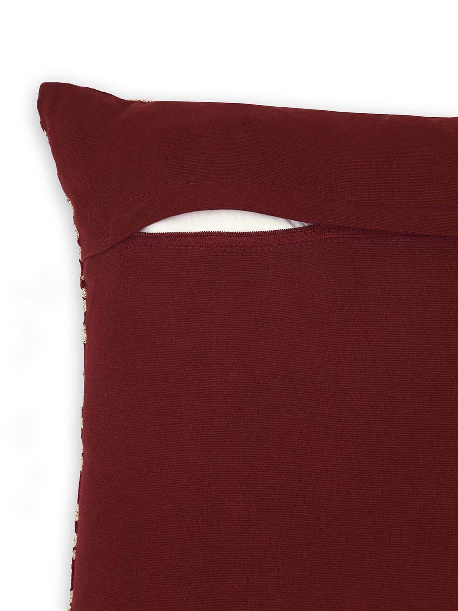Pure Home and Living Red Cotton Embroidered Motif Cushion Cover