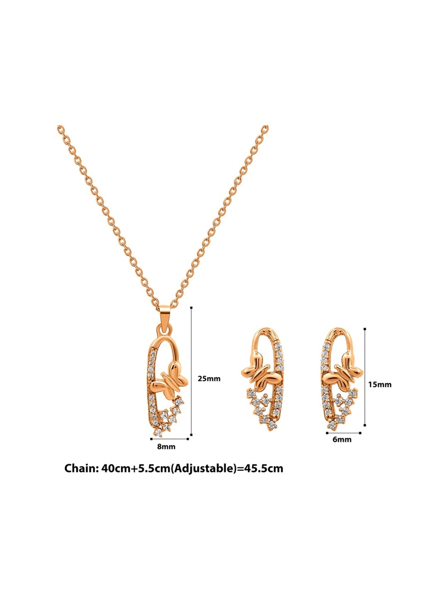 Silberry 92.5 Sterling Rose Gold Serene Pendant Set