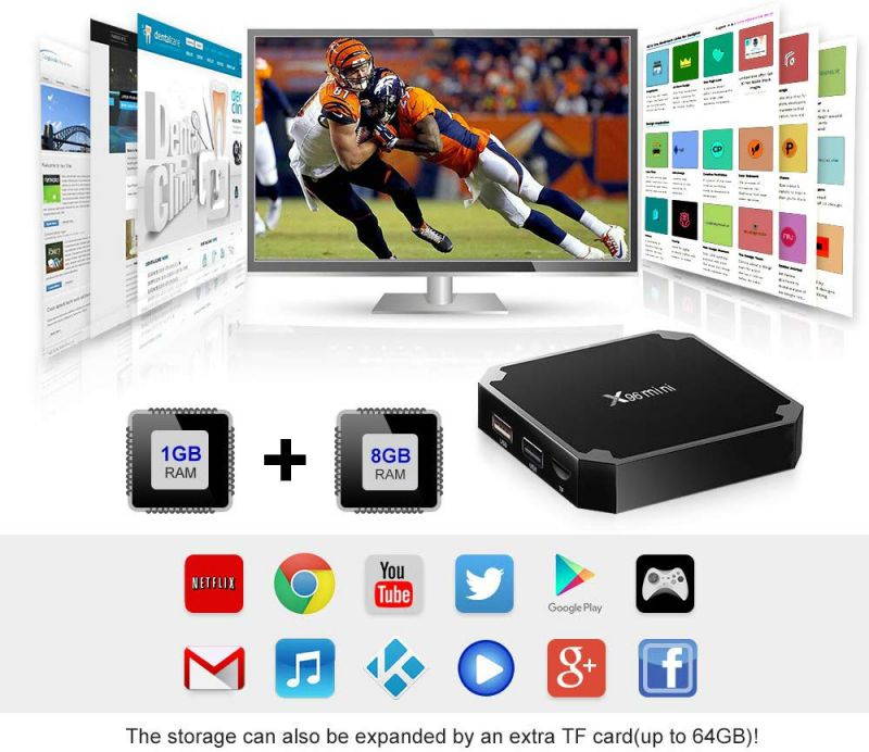 Mini Set Top Box, Android 4K TV Box, X96 Mini Android TV Box - 1GB RAM+8GB ROM AMLOGIC S905W Quad-core Cortex-A53 with WiFi 2.4GHz / H.265 4K HD Smart Media Player