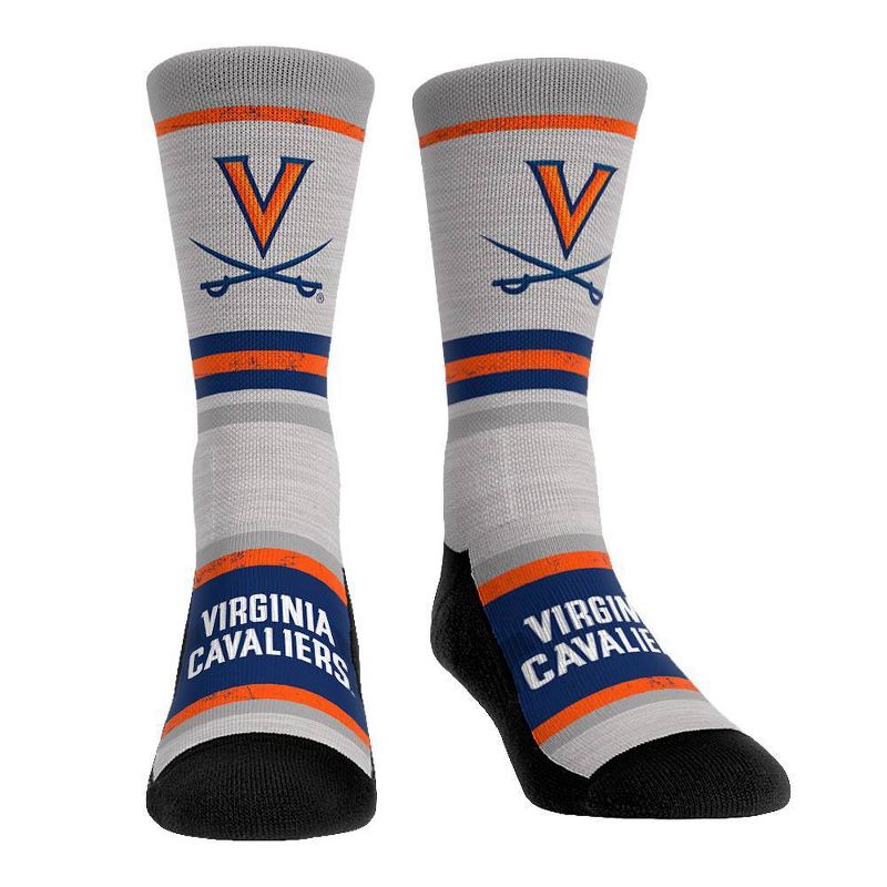 NCAA Virginia Cavaliers Adult Cool Gray Block Crew Socks - L/XL