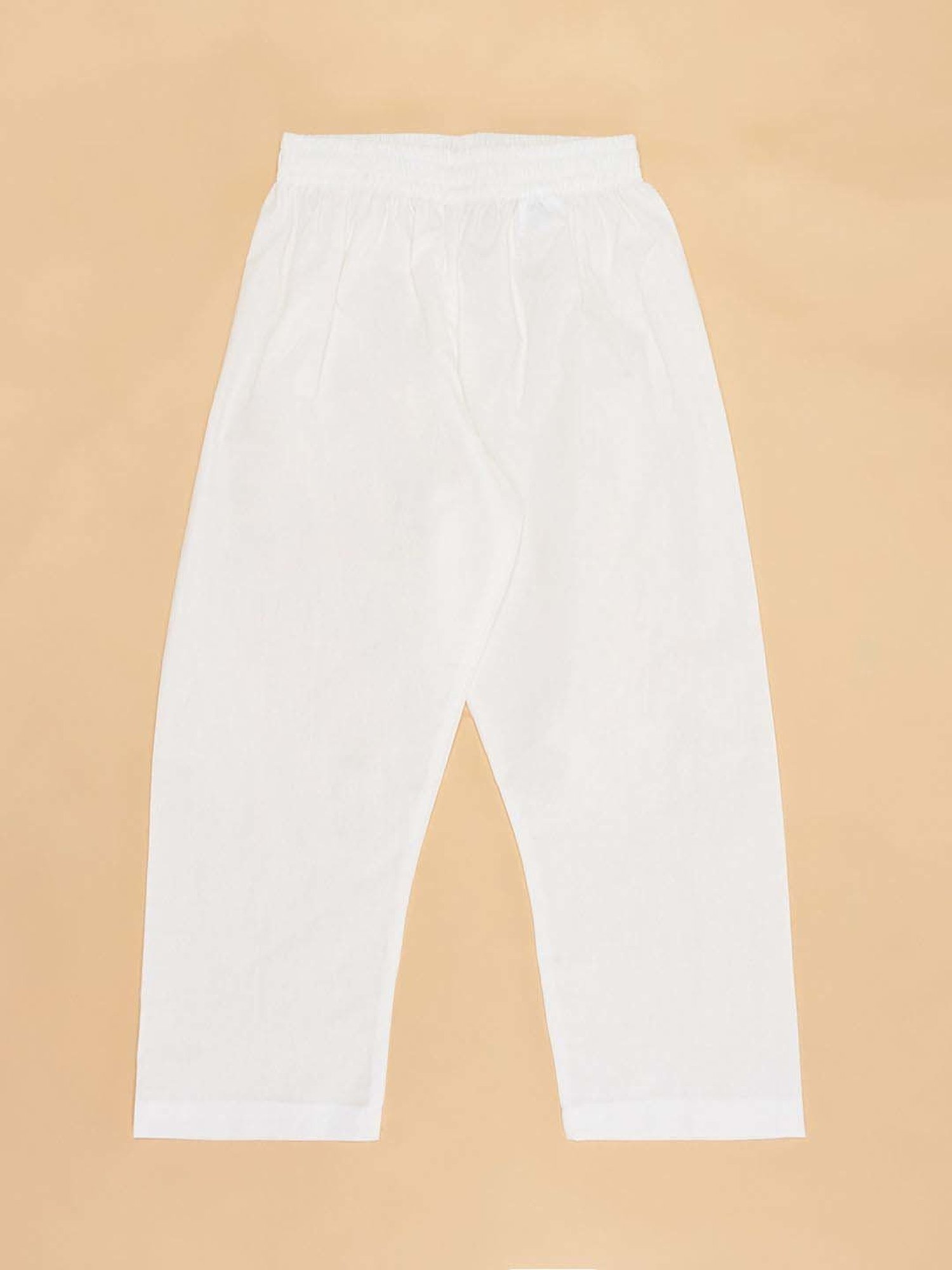 VASTRAMAY Boys Yellow & White Cotton Printed Full Sleeves Kurta Sets