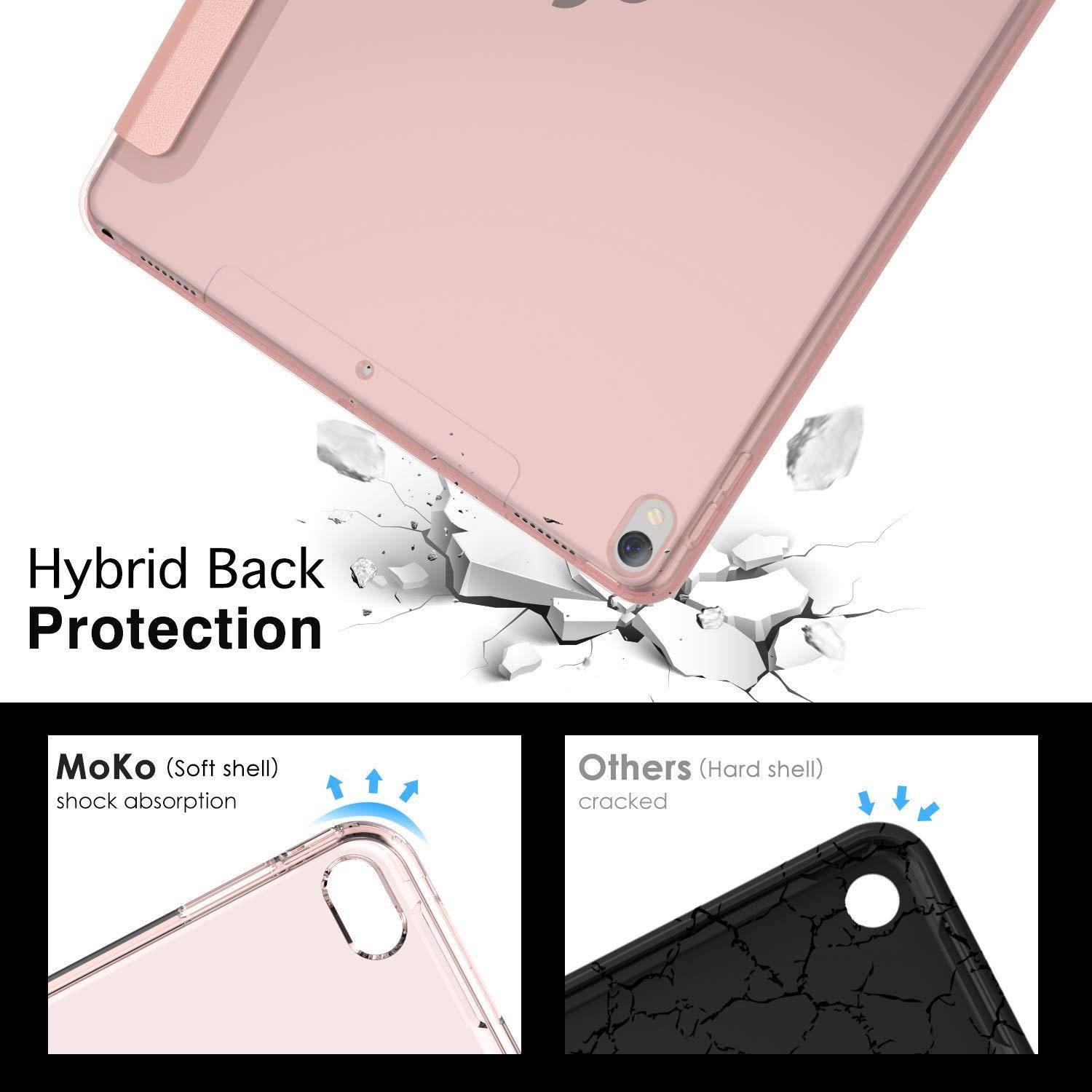MoKo Case Fit New iPad Air (3rd Generation) 10.5" 2019/iPad Pro 10.5 2017, Slim Smart Shell Stand Folio Case with Soft TPU Translucent Frosted Back Cover Auto Wake/Sleep - Rose Gold