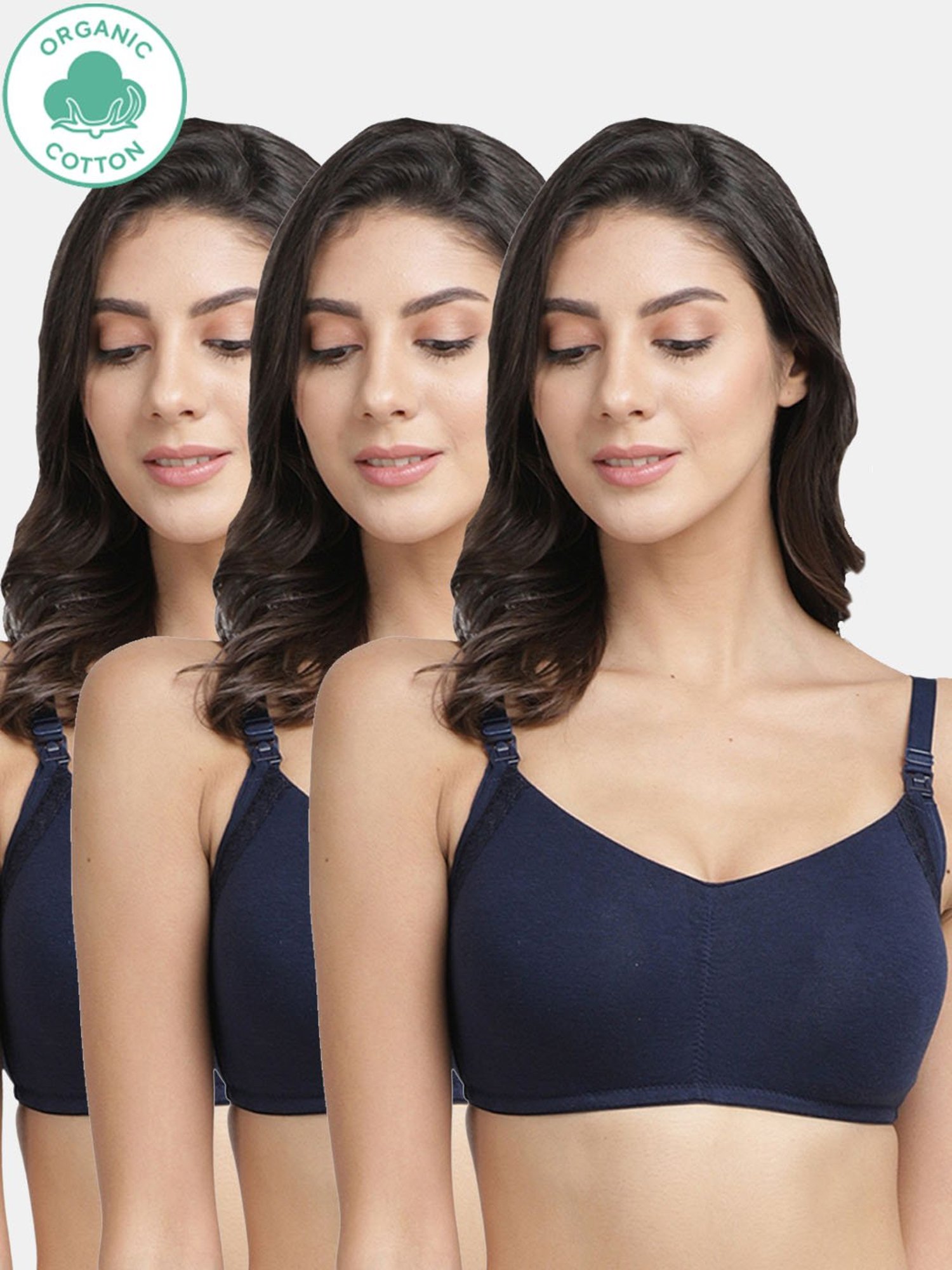 Inner Sense Navy Non Wired Padded Nursing Bra (Pack Of 3)