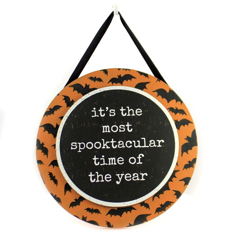 Halloween 12.0" Black Bat W/ Phrase Wall Decor Spooktacular Year  -  Wall Sign Panels