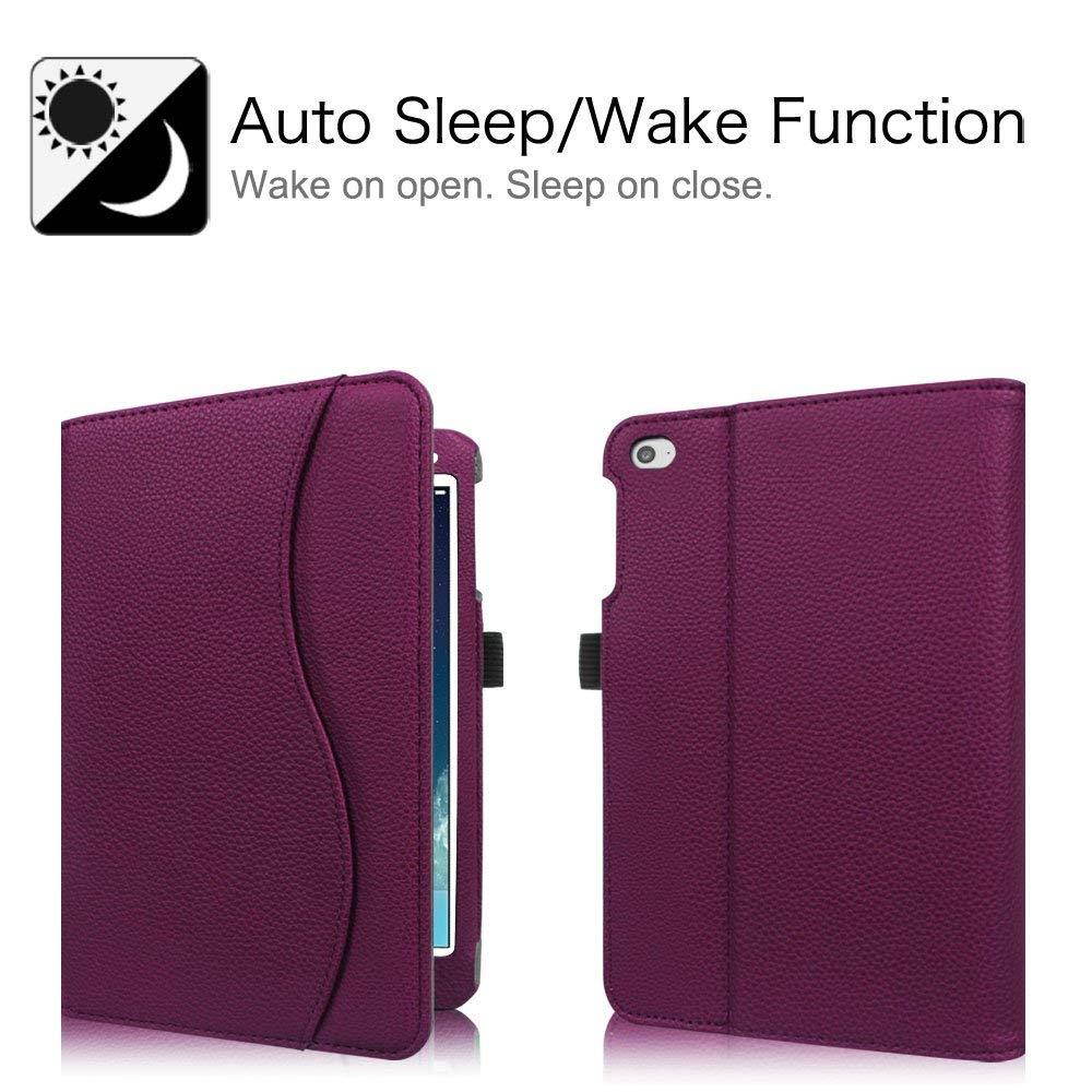 Fintie iPad Mini 4 Case [Corner Protection] - [Multi-Angle Viewing] Folio Smart Stand Protective Cover with Pocket, Supports Auto Wake/Sleep for Apple iPad Mini 4 (2015 Release), Purple