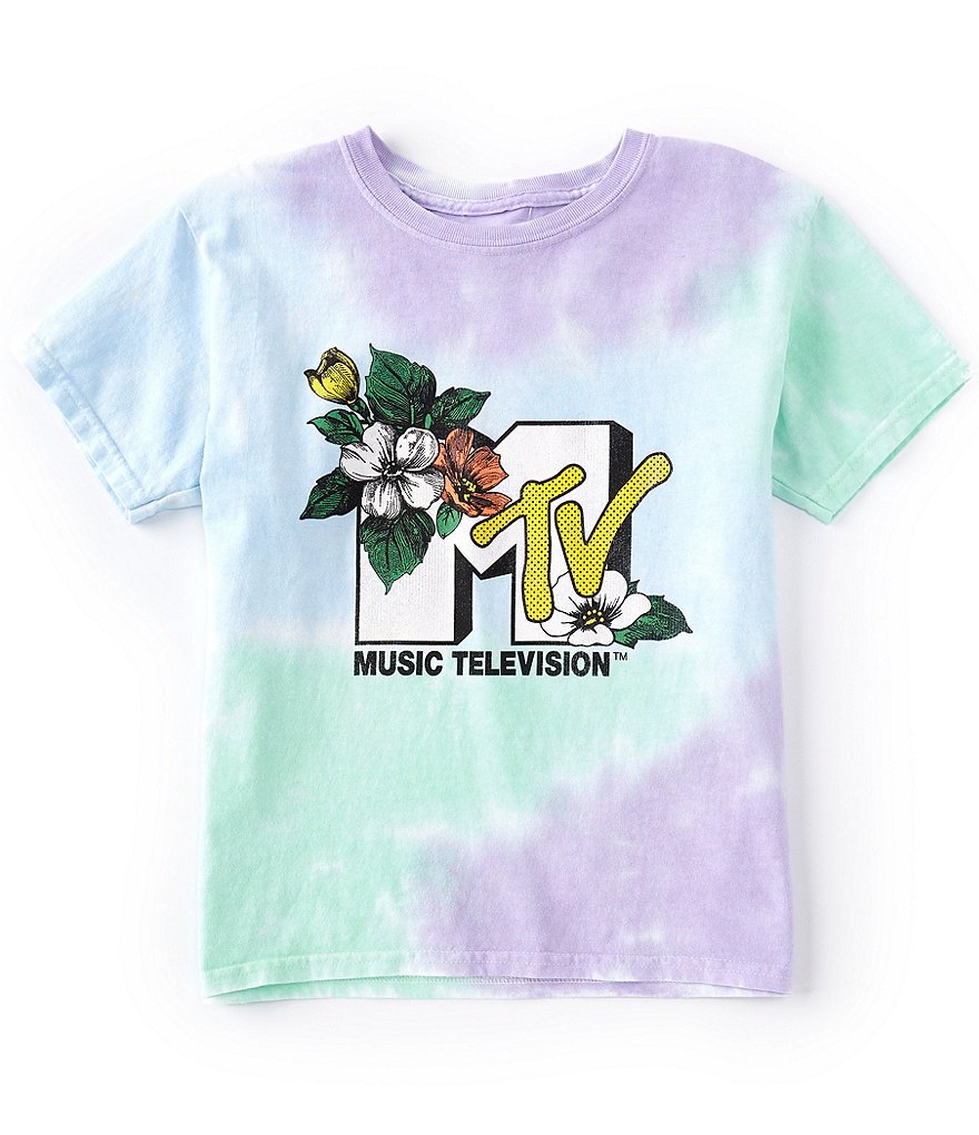MTV Big Girls 7-16 Short-Sleeve Wild Flowers Logo Tie-Dye Tee