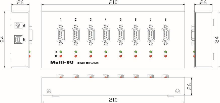 SystemBase - 8Ports USB to Serial Converter RS232, Male Connector, 4.92ft USB Cable lock (Multi-8/USB RS232 V1.7)