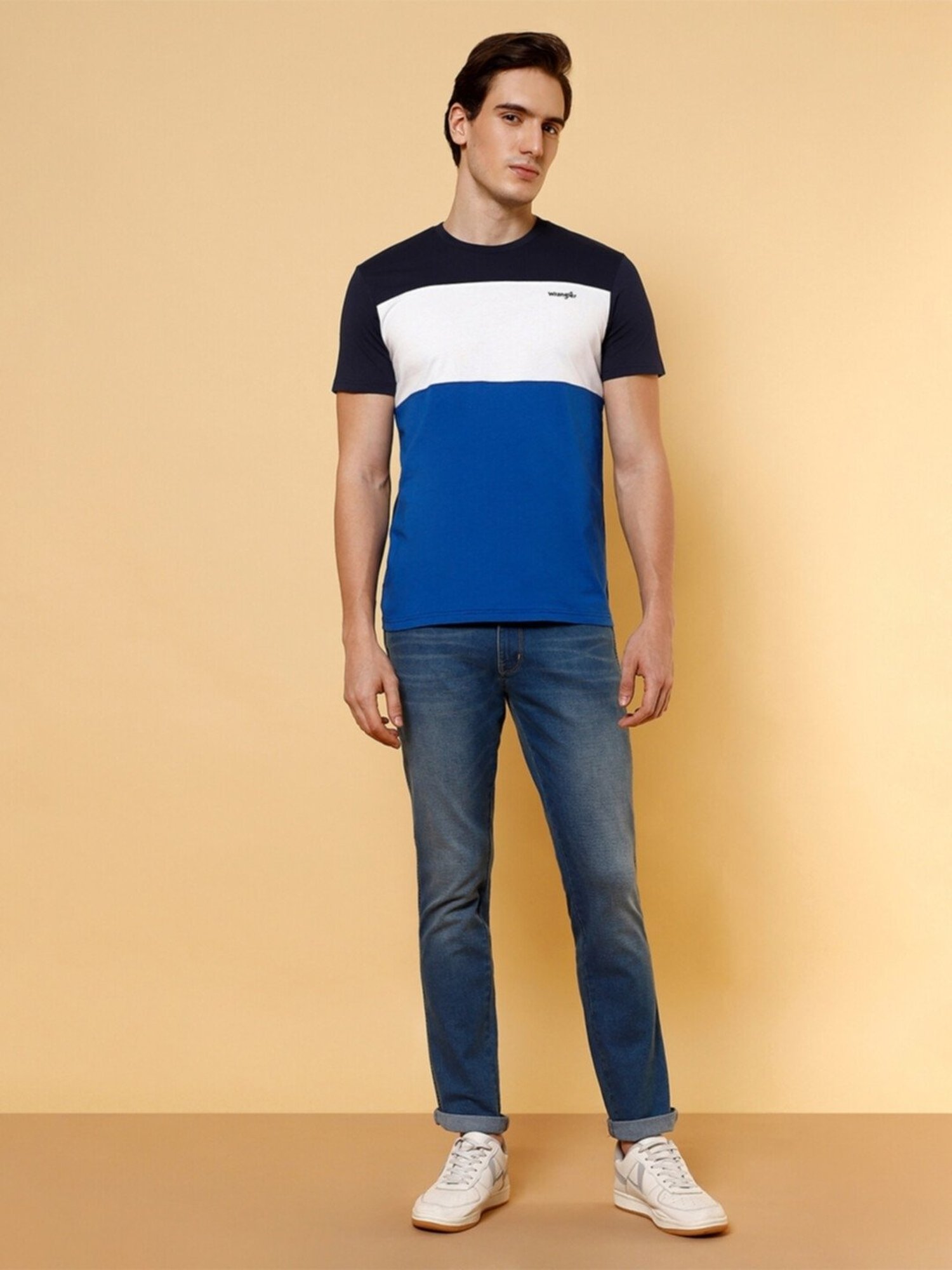 Wrangler Multi Cotton Regular Fit Colour Block T-Shirt