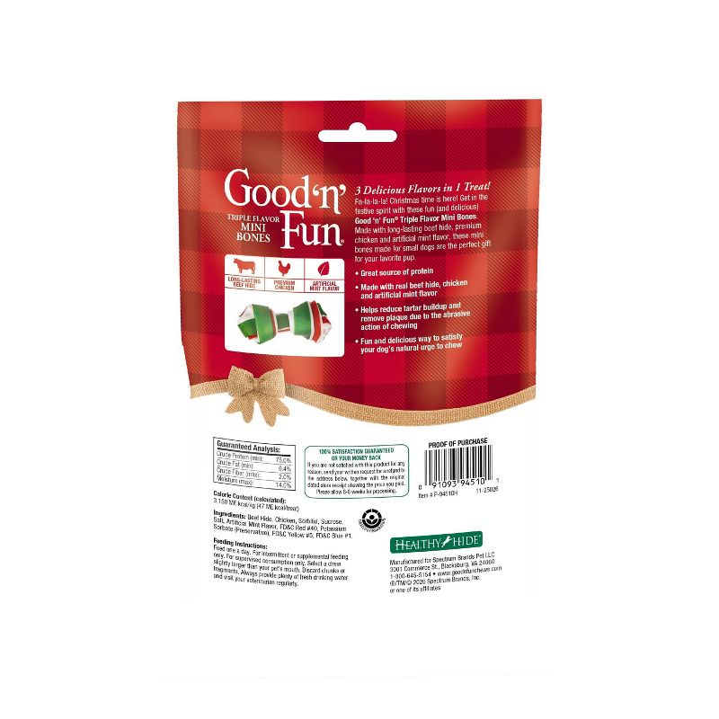 Good 'n' Fun Triple Flavor Mini Bones Dental Dog Treats - 6ct