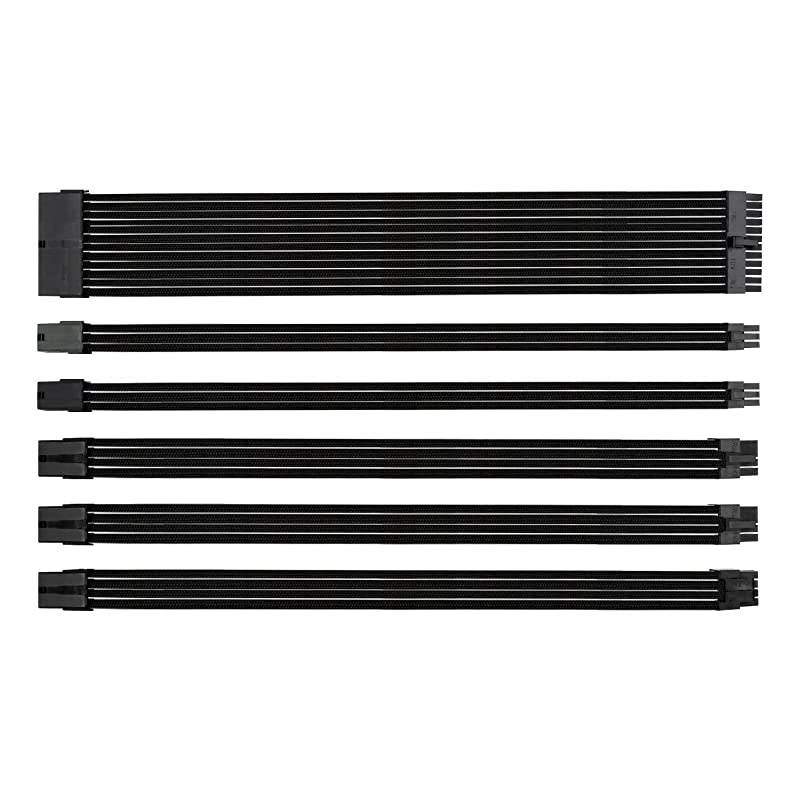 PSU Cable Extension kit Sleeved Cable Custom Power Supply Sleeved Extension 16 AWG 24-PIN 8-PIN 6-PIN 4+4-PIN with Combs- Black/Purple