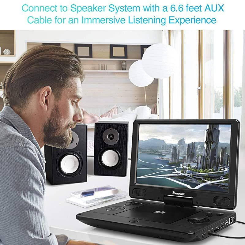 12 inch Portable Blu Ray DVD Player with Rechargeable Battery Support HDMI Out MP4 1080P Dolby Audio Sync Screen USB SD