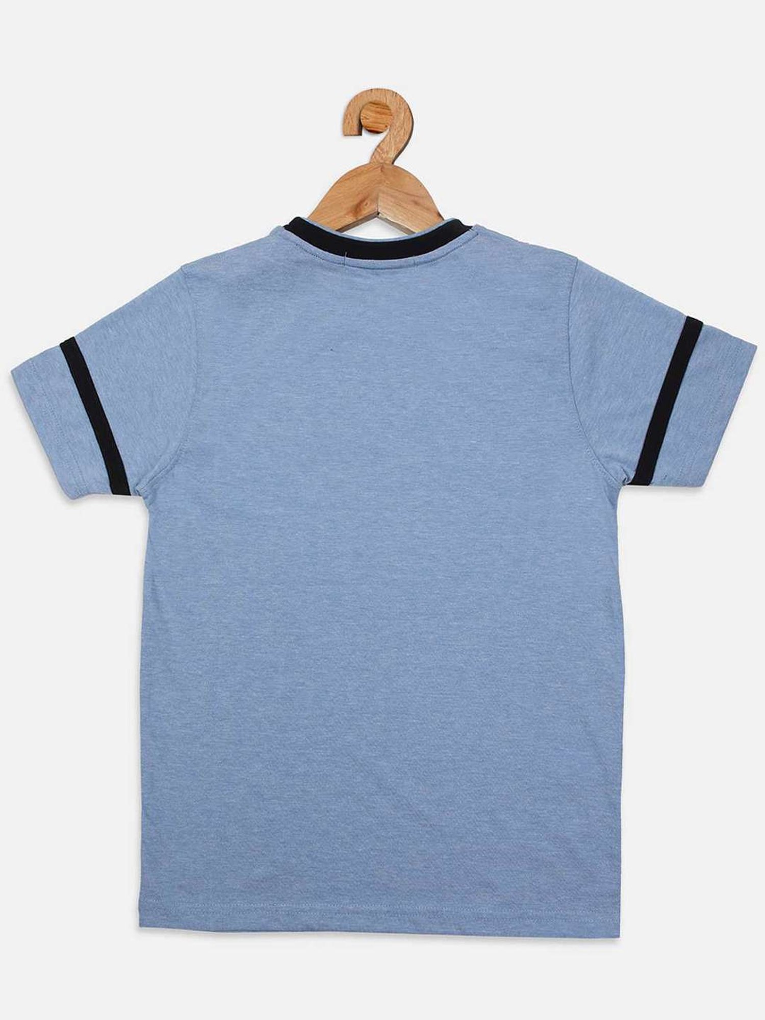 NINS MODA Boys Sky Blue Printed T-Shirt