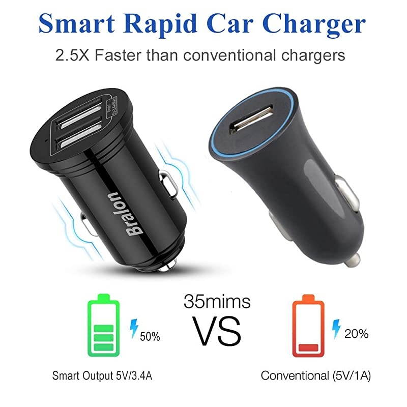 USB Car Charger2Pack  18W 34A Mini 2 USB Fast Car Charger Adapter Compatible with IPhone Xs Max X 8 7 6 5HTCLGMotoBlackBerryGalaxy Note S10 S9 S8 S7 S6 Edge iPad ProAirmini and More