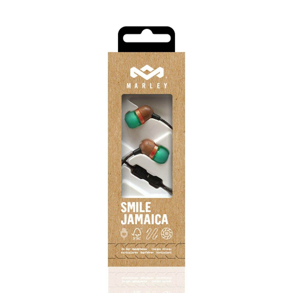 House Of Marley Smile Jamaica In-Ear Wired Headphones with Mic, Rasta, EM-JE041-RA