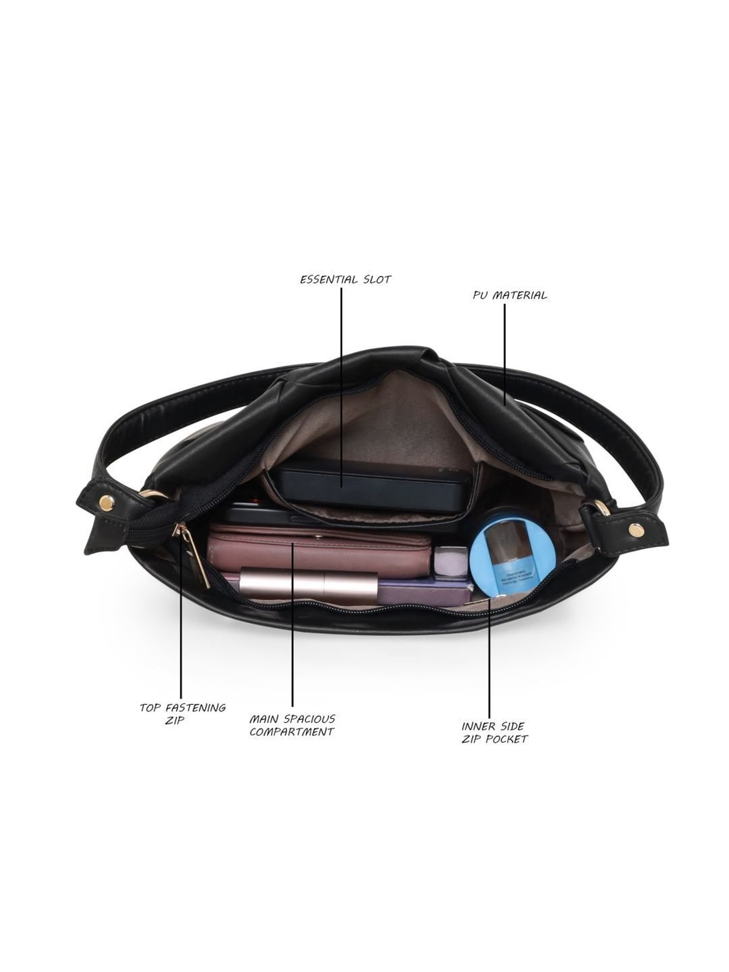 Pierre Cardin Black Textured Tote Handbag