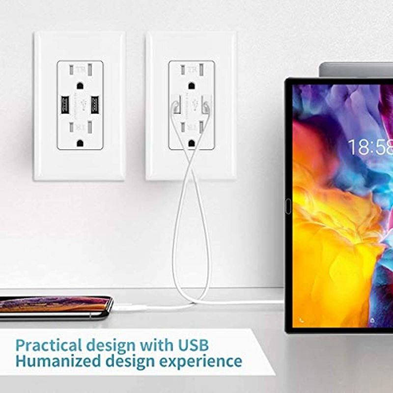 USB Outlet, High Speed Charger 4.2A Charging Capability, Child Proof Safety Duplex Receptacle 15 Amp, Tamper Resistant Wall socket plate Included UL Listed MICMI U24 (4.2A USB outlet 6pack)