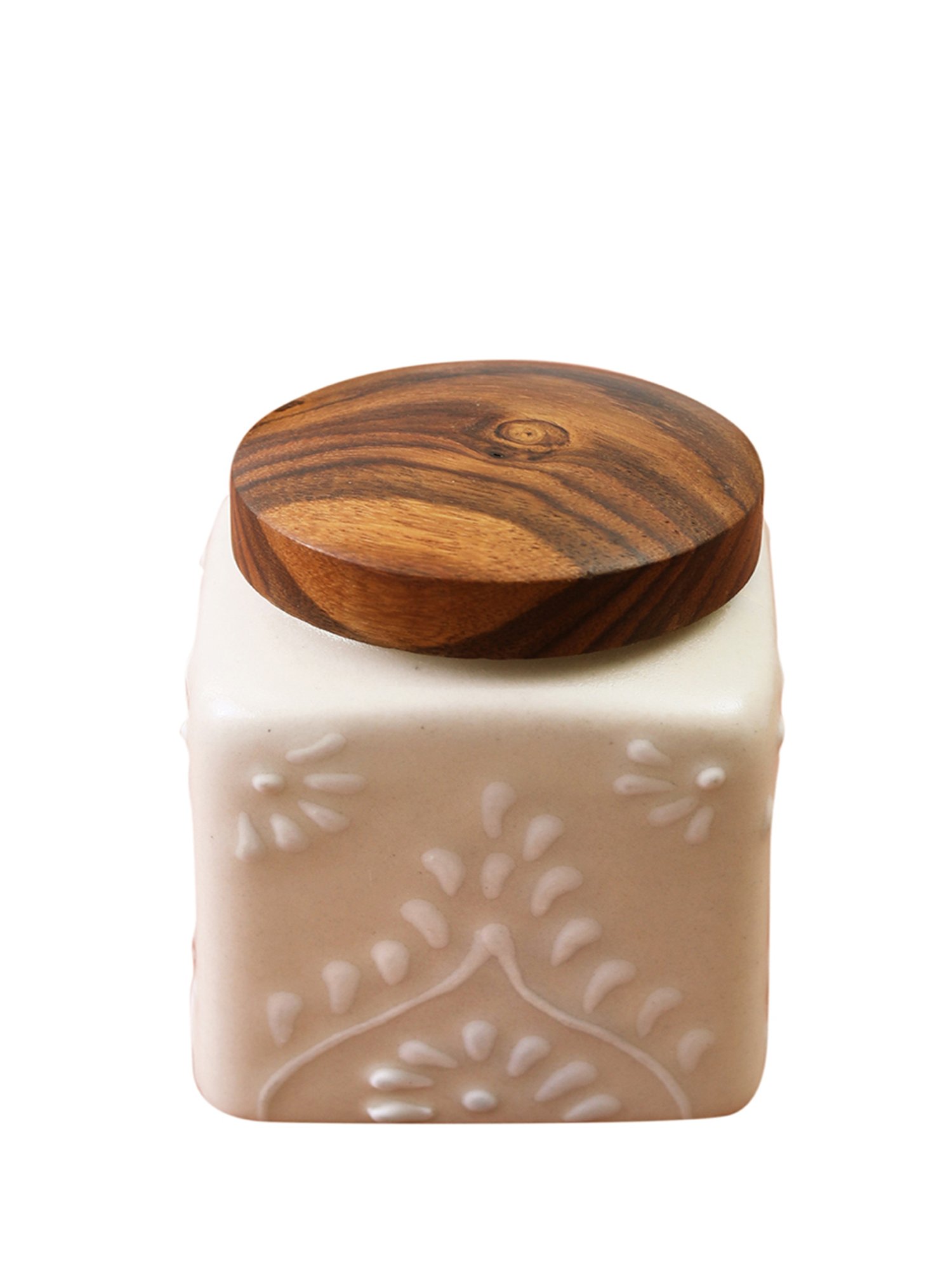 VarEesha White Ceramic Air Tight Square Jars - Set of 2