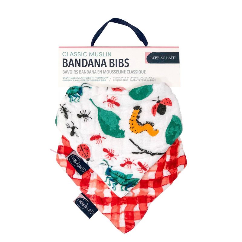 Bebe au Lait Classic Muslin Bandana Bibs - Bugs & Picnic 2pk