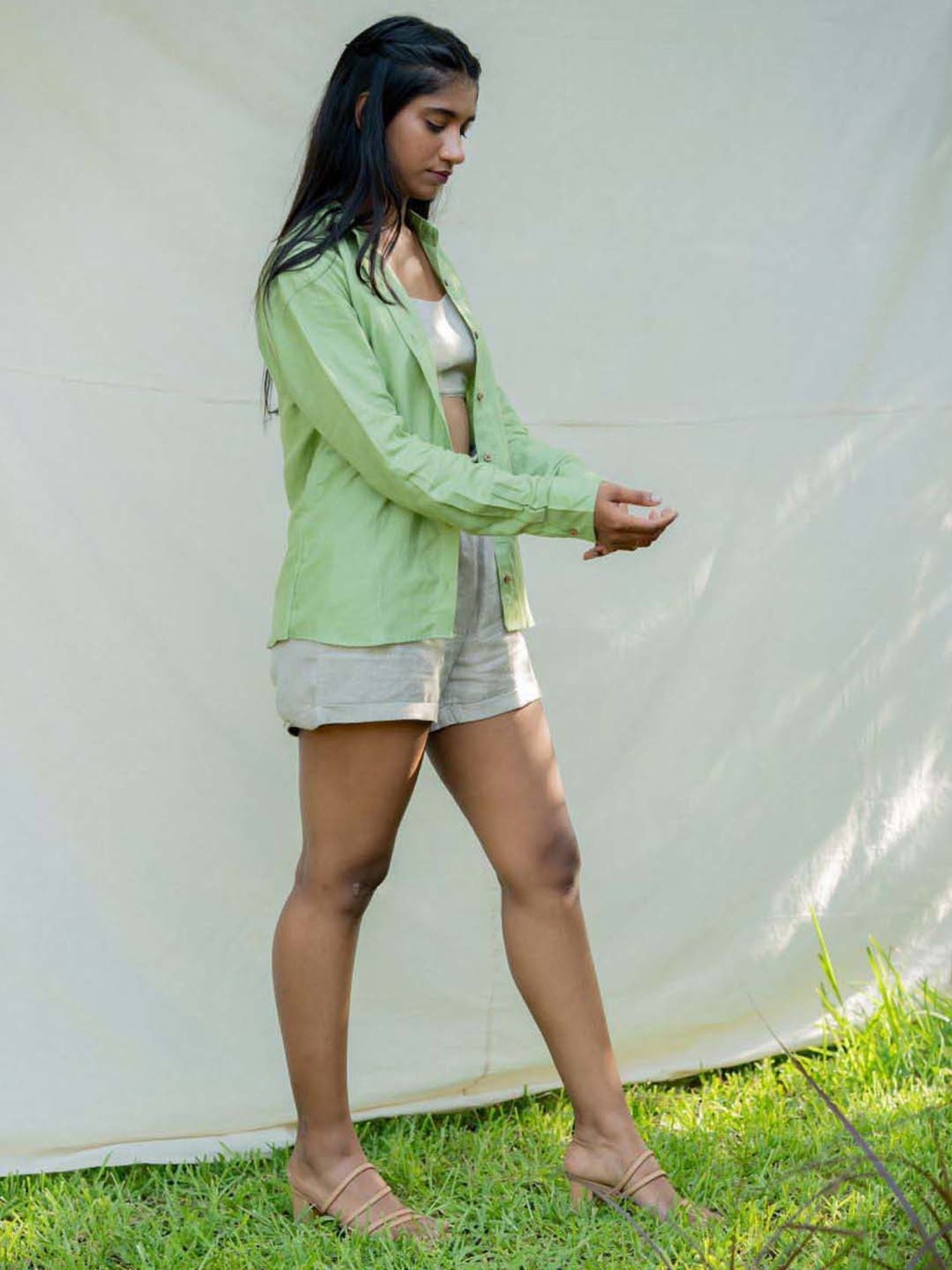 Anousshka Moss Green Oversized Shirt