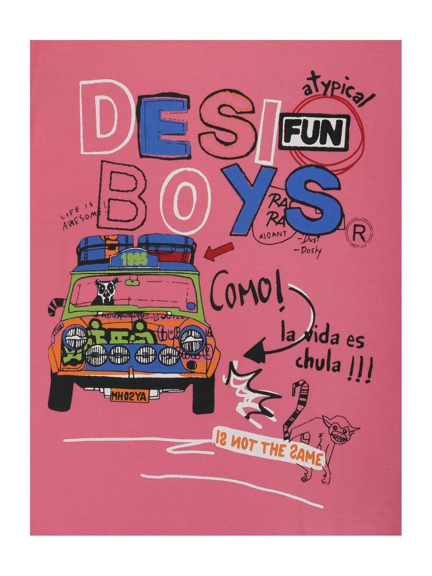 Li'l Tomatoes Kids Pink Cotton Printed T-Shirt & Mask